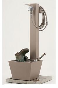 Fontana da Giardino con DOPPIO Rubinetto Base Vaschetta Belfer Dimensioni 34x40xh 89 cm - peso 20 kg con tubo rubinetto, Garantita contro la ruggine Colore Tortorta