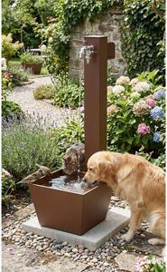 Fontana da Giardino con DOPPIO Rubinetto Base Vaschetta Belfer Dimensioni 34x40xh 89 cm - peso 20 kg con tubo rubinetto, Garantita contro la ruggine Colore Ruggine