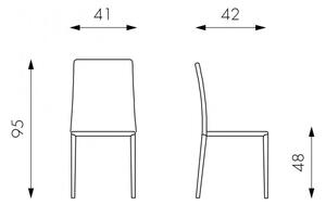 Kitty-set da quattro sedie in similcuoio nero- STONES