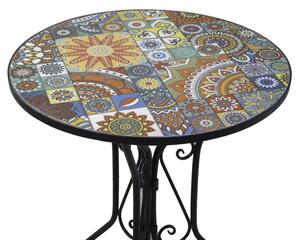 Tavolo mosaico metallo Galatone tondo con 2 sedie cm ø60h71