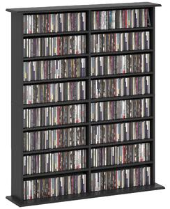 Libreria Porta CD 106,5x24x123,7 cm Design Moderno 16 Ripiani in Legno Nero