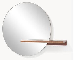 Specchio rotondo da parete con ripiano in legno Sandro