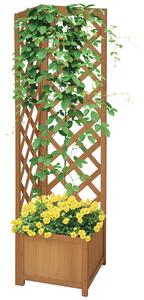 Outsunny Fioriera da Giardino in Legno di Abete Marrone con Grigliato per Piante Rampicanti, Design Elegante, 40x40x145 cm|Aosom