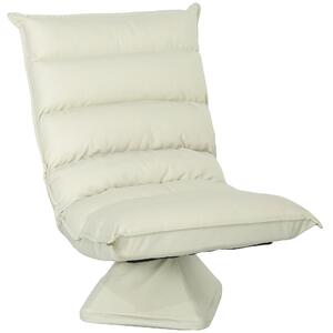 HOMCOM Poltrona in Tessuto Imbottita Girevole a 360° e Reclinabile a 3 Livelli 62x62x95cm, Beige|Aosom