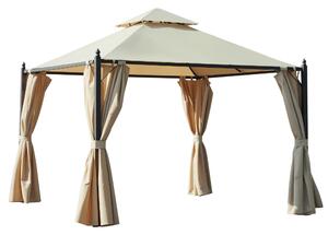 Outsunny Gazebo multifunzione da Esterno Impermeabile con Doppio Tettuccio e Tende Laterali Chiudibili a Cerniera, 3x3 m, Beige | Aosom Italy