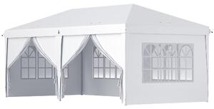 Outsunny Gazebo Pieghevole con 6 Pannelli Laterali da Giardino e Esterno, 585x295 cm, Bianco | Aosom Italy