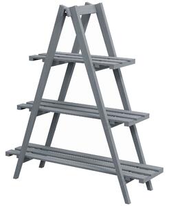 Outsunny Portapiante Verticale 3 Livelli a Doghe, in Legno di Abete, 100x36x112 cm, Grigio|Aosom