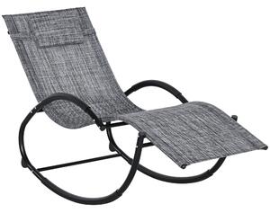 Outsunny Sedia Sdraio a Dondolo Zero-Gravity da Esterno Impermeabile con Poggiatesta, 155x61x88 cm, Grigio|Aosom