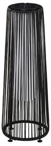 Outsunny Lanterna Solare da Giardino LED con Pannello di Ricarica in Rattan e Metallo , Ø21.5x61cm, Nero|Aosom
