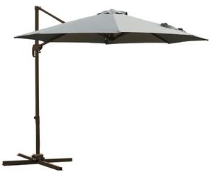 Outsunny Ombrellone da Giardino a Manovella e a 8 Stecche con Angolazione Regolabile, Ø2.95x2.5 m, Grigio|Aosom