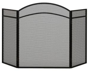 HOMCOM Parascintille Camino Pieghevole a 3 Pannelli in Metallo Classico, adatto per caminetti con apertura da 50-90 cm 96x60cm, Nero | Aosom Italy