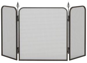 HOMCOM Parascintille Camino Pieghevole a 3 Pannelli in Metallo, 96x1.3x56 cm, Nero