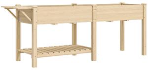 Outsunny Fioriera Rialzata con Tavolino Laterale e Ripiano Porta Attrezzi Inferiore, in Legno di Abete, 207x59x78 cm