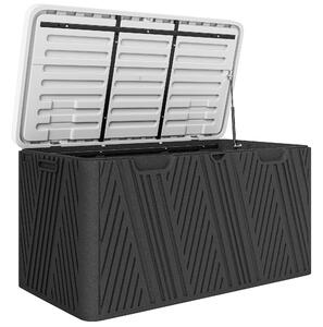 Outsunny Panca Contenitore 380L in HDPE con 2 Maniglie Laterali e Leva a Gas, 115x60x60 cm, Nero e Grigio