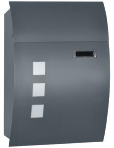 HOMCOM Cassetta Postale Ricurva in Acciaio Zincato con 3 Fessure e 2 Chiavi di Sicurezza 45x10x32 cm, Grigio|Aosom