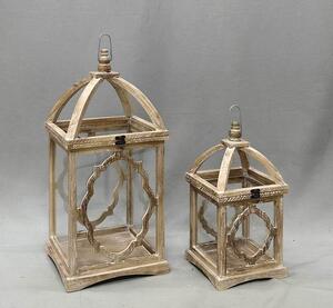 Lanterne in legno LOKKE, set da 2 pezzi: 28x28x60,5 cm + 20,5x20,5x40,5 cm, legno naturale chiaro, 2 pezzi