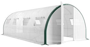 Outsunny Serra a Tunnel 6x3 m con 2 Ingressi e 8 Finestre, in PE, Poliestere e Acciaio Zincato, Bianco e Verde|Aosom