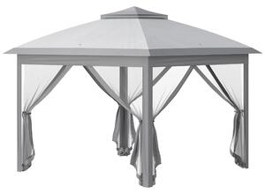 Outsunny Gazebo da Esterno Pieghevole ad Altezza Regolabile con Zanzariere, 3.3x3.3x2.8 m, Grigio | Aosom Italy