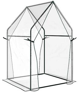 Outsunny Serra per Orto con 2 Porte Avvolgibili e Copertura in PE 90x90x145cm, Trasparente|Aosom