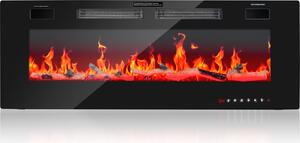 Caminetto elettrico Yakimz con telecomando e illuminazione LED a risparmio energetico, caminetto da incasso, 127 cm