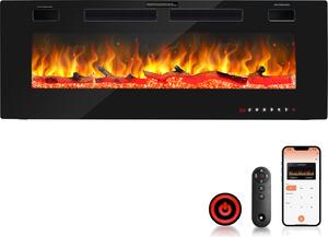 Caminetto elettrico TolleTour con riscaldamento e fuoco aperto LED - Fuoco artificiale - Caminetto elettrico 1500W - 127 cm - Caminetto elettrico - con protezione da surriscaldamento