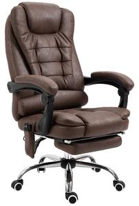 Vinsetto Poltrona da Ufficio con Telecomando e 6 Punti di Massaggio, in Microfibra, 65x70x111-119 cm, Marrone | Aosom Italy