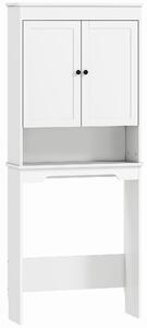 HOMCOM Mobile sopra WC con 3 Mensole Chiuse e Ripiano Aperto, in Legno, 65x22x161 cm, Bianco | Aosom Italy