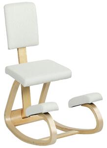 HOMCOM Sedia Inginocchiatoio Dondolante in Tessuto Effetto Lino e Legno di Betulla, 51x84x93 cm, Crema | Aosom Italy