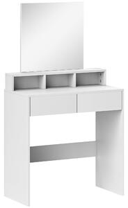 HOMCOM Postazione Trucco con Specchio, Toeletta Trucco con 2 Cassetti, 3 Scomparti, Salvaspazio, per Camera da Letto, Bianco | Aosom Italy