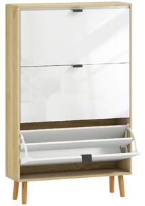 HOMCOM Scarpiera Slim Moderna con 3 Cassetti Ribaltabili per 24 Paia di Scarpe, 80x24x127 cm, Bianco | Aosom Italy