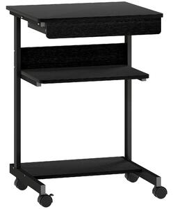 HOMCOM Scrivania PC con Cassetto Scorrevole, 2 Ripiani e 4 Rotelle, in Legno e Metallo, 56x51x79 cm, Nero | Aosom Italy