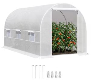 Outsunny Serra da Giardino a Tunnel 4x2x2m con Porta e 6 Finestre Avvolgibili Anti-Raggi UV, Serra per Orto in Polietilene, Verde, | Aosom Italy