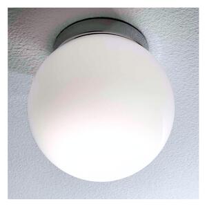 SFERA MEDIA PLAFONIERA IN VETRO BIANCO LUCIDO MONTATURA CROMO DIAMETRO 30CM
