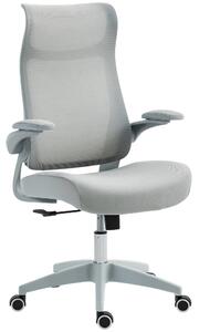HOMCOM Sedia da Ufficio Ergonomica con Braccioli Regolabili, Schienale a Rete e Poggiatesta, Grigio | Aosom Italy