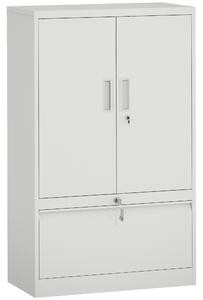 HOMCOM Mobile da Ufficio in Acciaio con Ripiano Interno Regolabile e Cassetto, 80x40x130 cm, Bianco | Aosom Italy