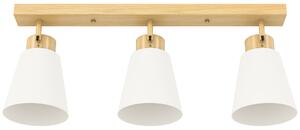 HOMCOM Lampadario da Soffitto con 3 Punti Luce Regolabili a 90° e Attacchi E27, Colore Legno | Aosom Italy