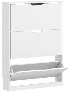 HOMCOM Scarpiera Slim a 3 Cassetti Ribaltabili con Intaglio Inferiore, in Legno, 80x17x108 cm, Bianco | Aosom Italy
