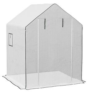 Outsunny Copertura PE per Serra da Giardino con Porta a Cerniera e Finestre, 140x143x190cm, Bianco | Aosom Italy