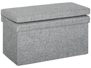 HOMCOM Panca Contenitore Pieghevole con Schienale e Vano da 77L, Rivestimento in Tessuto, 76x50x73 cm, Grigio | Aosom Italy