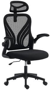 HOMCOM Sedia da Ufficio Ergonomica con Braccioli Ribaltabili, Supporto Lombare e Poggiatesta Regolabile, Nero | Aosom Italy