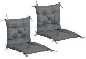 Outsunny Set 2 Cuscini per Sedie da Esterno in Poliestere e Cotone con Lacci, 50x98x8 cm, Grigio | Aosom Italy