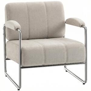 HOMCOM Poltrona Salotto Poltroncina Camera Imbottitura Spessa in Ciniglia Beige | Aosom Italy