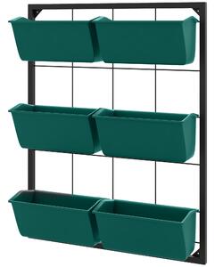 Outsunny Orto Verticale da Parete a 3 Livelli con 6 Vasi, in Acciaio e Plastica, 52x14x66 cm, Verde | Aosom Italy