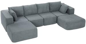 HOMCOM Divano Modulabile ad Angolo in Tessuto Effetto Velluto e Schiuma con Cuscini, 294x165x70 cm, Grigio Scuro | Aosom Italy
