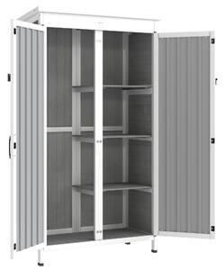 Outsunny Armadio da Giardino con Ripiani Rimovibili e Porta Bloccabile, in Legno e Acciaio, 94x43x166 cm, Bianco e Nero | Aosom Italy
