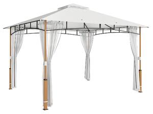 Outsunny Gazebo 3 x 3,6 m, Tetto Doppio UPF50+ con Rete, Crema | Aosom Italy