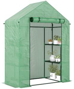 Outsunny Serra da Giardino con 4 Ripiani e Copertura in PE, Porta avvolgibile con Cerniera, Struttura in acciaio, 141x72x191cm, Verde | Aosom Italy