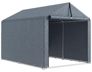 Outsunny Tenda Garage con Copertura Rinforzata Impermeabile e Ingresso Zip, in Acciaio Zincato, 162x221.5x163 cm, Grigio | Aosom Italy