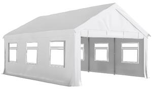 Outsunny Gazebo da Giardino 4x6 m con Pannelli Laterali, 6 Finestre e Doppio Ingresso, in Acciaio Galvanizzato, Bianco | Aosom Italy