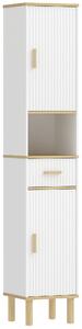 HOMCOM Armadietto 172 cm, Mobile Bagno con Cassetto e Ripiani Regolabili, Bianco | Aosom Italy